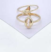 Load image into Gallery viewer, 18k Gold Filled Dainty, Conch Shell and Fish Tail Dainty Rings