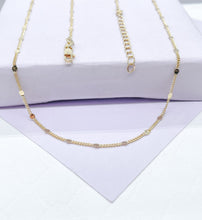 Load image into Gallery viewer, 18k Gold Filled Flat Fancy Sequin Satellite Curb Chain Necklace, For Wholesale, Gift Ideas, Dainty Jewlery, Layering Necklace,