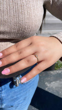 Load image into Gallery viewer, 18k Gold Filled Twisted Ring: Square CZ Stone Dainty Band