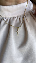 Load image into Gallery viewer, 18k Gold Filled Beveled Cross Pendant Charm with Ultra Tiny CZ Stones
