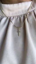 Load image into Gallery viewer, 18k Gold Filled Beveled Cross Pendant Charm with Ultra Tiny CZ Stones