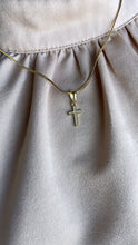 Load image into Gallery viewer, 18k Gold Filled Plain Dual Sided Cross with Grain Texture Pattern Pendant