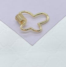 Load image into Gallery viewer, 18k Gold Filled Smooth Dainty Butterfly CZ Pave Carabiner Clasp, For Jewlery Making, Findings