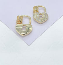 Load image into Gallery viewer, 18k Gold Filled Heart Carabiner Lock Clasp with Pave Zirconia