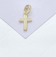 Load image into Gallery viewer, 18k Gold Filled Plain Dual Sided Cross with Grain Texture Pattern Pendant