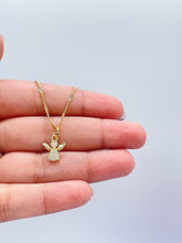 Load image into Gallery viewer, 18k Gold Filled Tiny Pave Angel Pendant with Plain Wings, For Her, Religious Wear, Faith Pendant