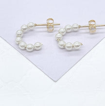 Load image into Gallery viewer, 18k Gold Filled Tiny Open Pearl Beaded Hoop