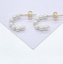 Load image into Gallery viewer, 18k Gold Filled Tiny Open Pearl Beaded Hoop