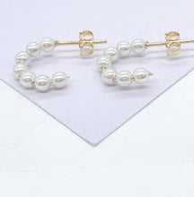 Load image into Gallery viewer, 18k Gold Filled Tiny Open Pearl Beaded Hoop