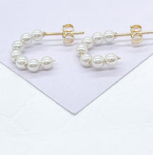 Load image into Gallery viewer, 18k Gold Filled Tiny Open Pearl Beaded Hoop