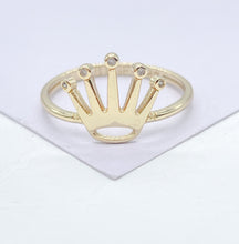 Load image into Gallery viewer, 18k Gold Filled Plain Coronet Ring with Bevled Round CZ Stones