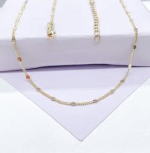 Load image into Gallery viewer, 18k Gold Filled Flat Fancy Sequin Satellite Curb Chain Necklace, For Wholesale, Gift Ideas, Dainty Jewlery, Layering Necklace,