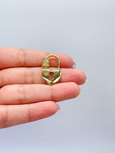 Load image into Gallery viewer, 18k Gold Filled Heart Carabiner Lock Clasp with Pave Zirconia