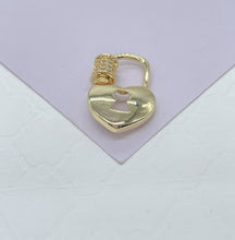 Load image into Gallery viewer, 18k Gold Filled Heart Carabiner Lock Clasp with Pave Zirconia