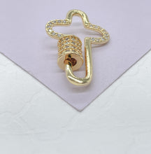 Load image into Gallery viewer, 18k Gold Filled Smooth Cross Carabiner Clasp With CZ Pave Closure