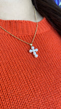 Load image into Gallery viewer, 18k Gold Filled Beaded Faux Pearl Cross, Available In 2 Sizes