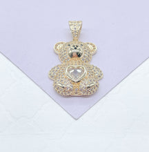 Load image into Gallery viewer, 18k Gold Filled Bear Charm Necklace: Colorful Heart Pendant