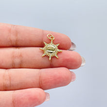 Load image into Gallery viewer, 18k Gold Filled Plain Sun Pendant With White Pave Sun Rays, Dainty Pendant, Sun Pendant, Medallion Pendant