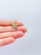 Load image into Gallery viewer, 18k Gold Filled Tiny Chubby Colorful Pave Flower Charm For Jewlery Making