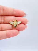 Load image into Gallery viewer, 18k Gold Filled Black Stripe & All Gold Bee Pendant Both with White Pave Stones