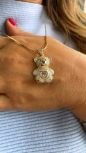 Load image into Gallery viewer, 18k Gold Filled Chunky Bear Charm With Colorful Heart Center Piece, Animal Charm, Waterproof Jewlery, Hypoallergenic Jewle