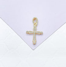 Load image into Gallery viewer, 18k Gold Filled Dainty 3 Style CZ Cross, Beveled Stones, Pear Cut Stones & cz Pave Style Cross