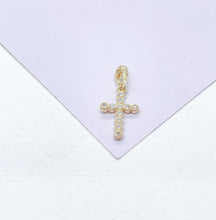 Load image into Gallery viewer, 18k Gold Filled Dainty 3 Style CZ Cross, Beveled Stones, Pear Cut Stones & cz Pave Style Cross