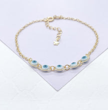 Load image into Gallery viewer, 18k Gold Filled Simple Dainty Curb Link Evil Eye Bracelet