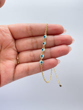 Load image into Gallery viewer, 18k Gold Filled Simple Dainty Curb Link Evil Eye Bracelet
