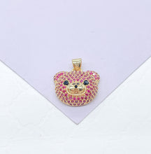 Load image into Gallery viewer, 18k Gold Filled Chunky Bear Head Charm, Available in 4 Different Colors, Animal Charm, Waterproof Jewlery, Hypoallergenic Jewlery