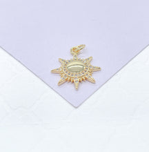 Load image into Gallery viewer, 18k Gold Filled Sun Pendant with White Pave Rays