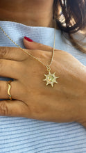 Load image into Gallery viewer, 18k Gold Filled Sun Pendant with White Pave Rays