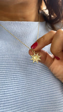Load image into Gallery viewer, 18k Gold Filled Sun Pendant with White Pave Rays