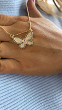 Load image into Gallery viewer, 18k Gold Filled Butterfly Pendant: Baby Pink, Black Pave Outline
