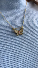 Load image into Gallery viewer, 18k Gold Filled Butterfly Pendant: Baby Pink, Black Pave Outline