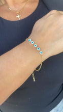 Load image into Gallery viewer, 18k Gold Filled Simple Dainty Curb Link Evil Eye Bracelet