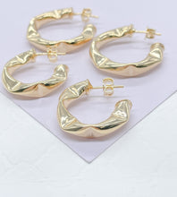 Load image into Gallery viewer, 18k Gold Filled Abstract Bent Smooth Hoop Earrings Available in 2 Sizes