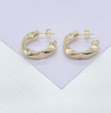 Load image into Gallery viewer, 18k Gold Filled Abstract Bent Smooth Hoop Earrings Available in 2 Sizes