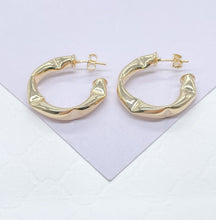 Load image into Gallery viewer, 18k Gold Filled Abstract Bent Smooth Hoop Earrings Available in 2 Sizes