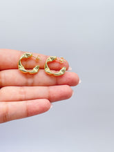 Load image into Gallery viewer, 18k Gold Filled Abstract Bent Smooth Hoop Earrings Available in 2 Sizes