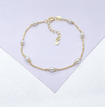 Load image into Gallery viewer, 18k Gold Filled Simple Box Chain Pearl Satellite Bracelet