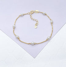 Load image into Gallery viewer, 18k Gold Filled Simple Box Chain Pearl Satellite Bracelet