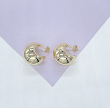 Load image into Gallery viewer, 18k Gold Filled Dome Hoop Earrings: Tear Drop Design