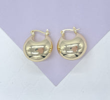 Load image into Gallery viewer, 18k Gold Filled XL Wide Dome Shaped Hoop Closed Earrning