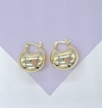 Load image into Gallery viewer, 18k Gold Filled XL Wide Dome Shaped Hoop Closed Earrning