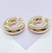 Load image into Gallery viewer, 18k Gold Filled Chunky Bubble Smooth 8mm Open Hoop Earring