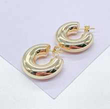 Load image into Gallery viewer, 18k Gold Filled Chunky Bubble Smooth 8mm Open Hoop Earring