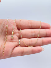 Load image into Gallery viewer, 18k Gold Filled Box Chain Necklace: Dainty Interspaced Bar, 16 Inch