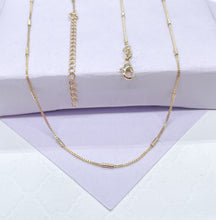 Load image into Gallery viewer, 18k Gold Filled 16 Inch 1mm Dainty Interspersed Solid Grainy Bar Dash Box Chain Necklace Supplies Designers