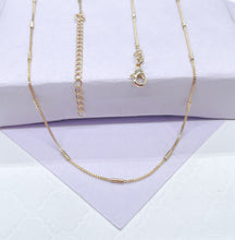 Load image into Gallery viewer, 18k Gold Filled Box Chain Necklace: Dainty Interspaced Bar, 16 Inch